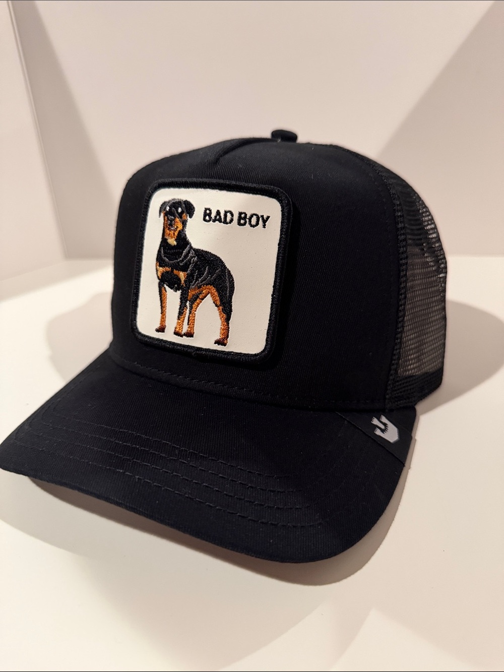 Goorin Bros Black Trucker Cap with Bad Boy Patch